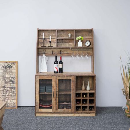 Шкаф для вина с стеклянной дверью из переработанной древесины барна